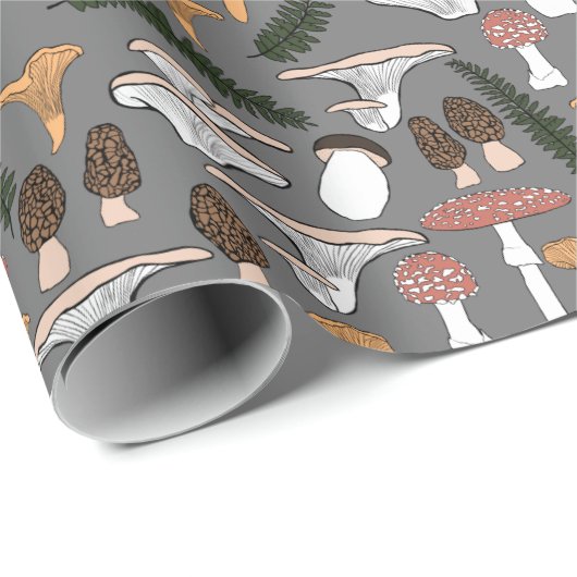 Fun Fungi Mushroom Fern Pattern Gift Cadeaupapier (Rol Hoek)