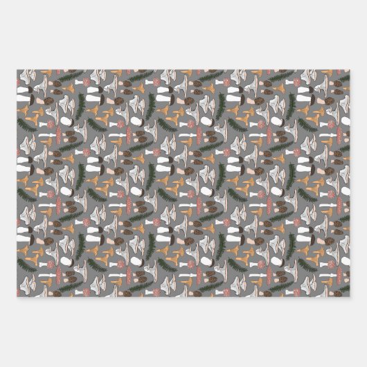 Fun Fungi Mushroom Fern Pattern Inpakpapier Vel (Voorkant 3)
