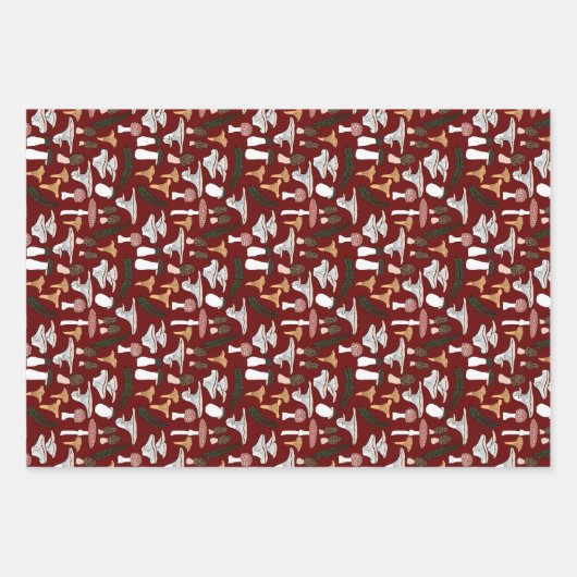Fun Fungi Mushroom Fern Pattern Inpakpapier Vel (Voorkant 2)