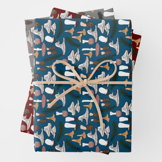 Fun Fungi Mushroom Fern Pattern Inpakpapier Vel (In situ)