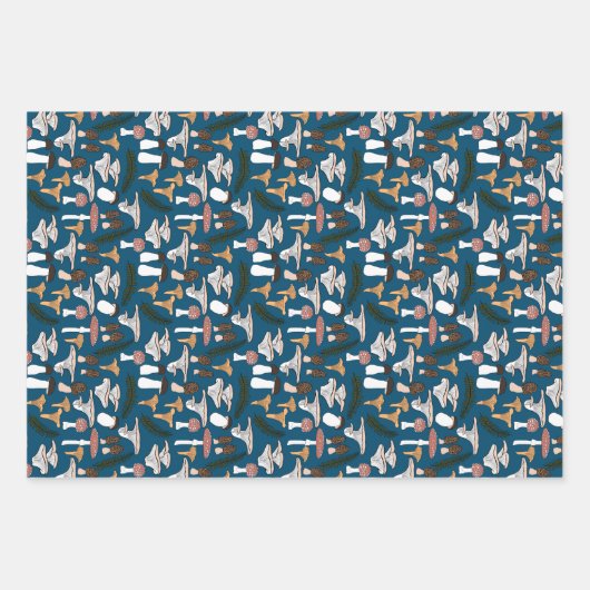 Fun Fungi Mushroom Fern Pattern Inpakpapier Vel (Voorkant)