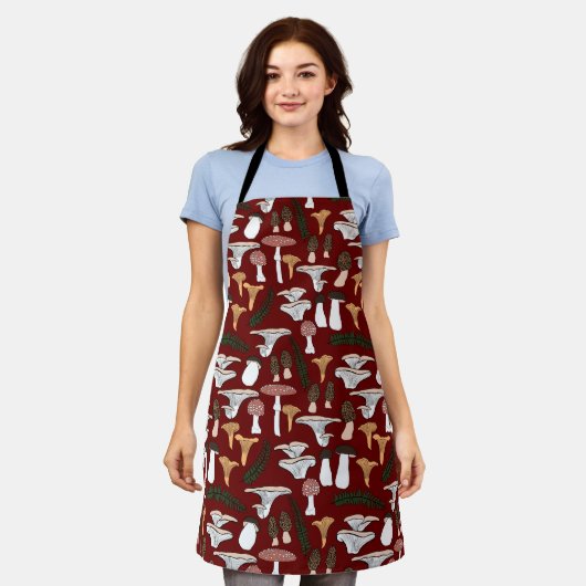 Fun Fungi Mushroom Fern Pattern Schort (Gedragen)