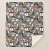 Fun Fungi Mushroom Fern Pattern Sherpa Deken (Voorkant)