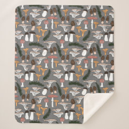 Fun Fungi Mushroom Fern Pattern Sherpa Deken