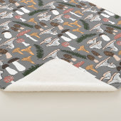Fun Fungi Mushroom Fern Pattern Sherpa Deken (3/4)