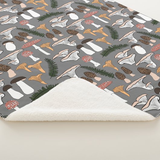 Fun Fungi Mushroom Fern Pattern Sherpa Deken (3/4)
