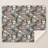Fun Fungi Mushroom Fern Pattern Sherpa Deken (Voorkant (horizontaal))