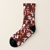 Fun Fungi Mushroom Fern Pattern Sokken (Links - buitenkant)
