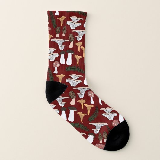 Fun Fungi Mushroom Fern Pattern Sokken (Links binnenkant)