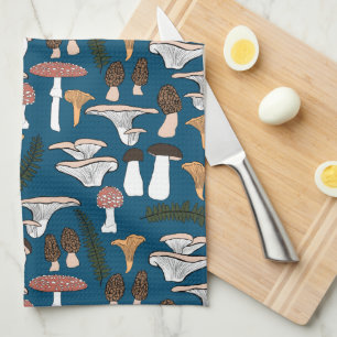 Fun Fungi Mushroom Fern Pattern Theedoek