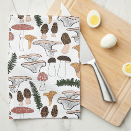 Fun Fungi Mushroom Fern Pattern Theedoek