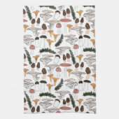 Fun Fungi Mushroom Fern Pattern Theedoek (Verticaal)