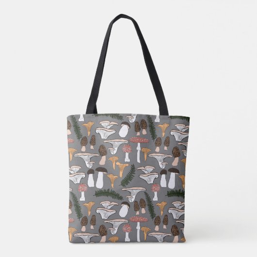 Fun Fungi Mushroom Fern Pattern Tote Bag (Achterkant)