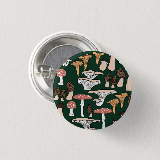 Fun Fungi Mushroom Pattern   Ronde Button 3,2 Cm (Voorkant /achterkant)