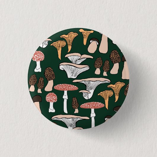Fun Fungi Mushroom Pattern   Ronde Button 3,2 Cm (Voorkant)
