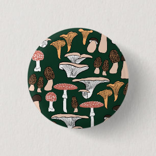 Fun Fungi Mushroom Pattern   Ronde Button 3,2 Cm