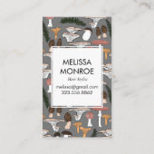 Fun Fungi Mushrooms Ferns Patroon geïllustreerd Visitekaartje (Achterkant)