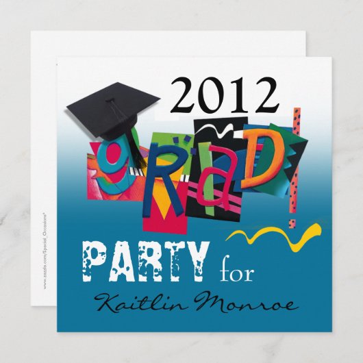 Fun & Funky 2012 Afstudeerder Party Invitation Kaart (Voorkant / Achterkant)