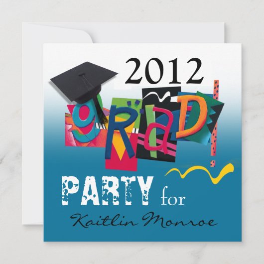 Fun & Funky 2012 Afstudeerder Party Invitation Kaart (Voorkant)
