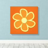 Fun Funky 60s 70s Retro Flower Canvas Afdruk (Insitu (Houten vloer))