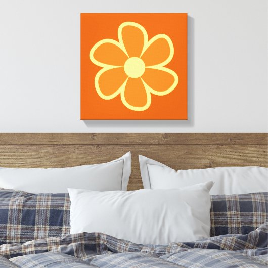 Fun Funky 60s 70s Retro Flower Canvas Afdruk (Insitu (Slaapkamer))