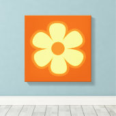 Fun Funky 60s 70s Retro Flower Canvas Afdruk (Insitu (Houten vloer))