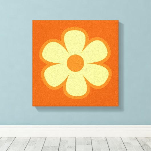 Fun Funky 60s 70s Retro Flower Canvas Afdruk (Insitu (Houten vloer))