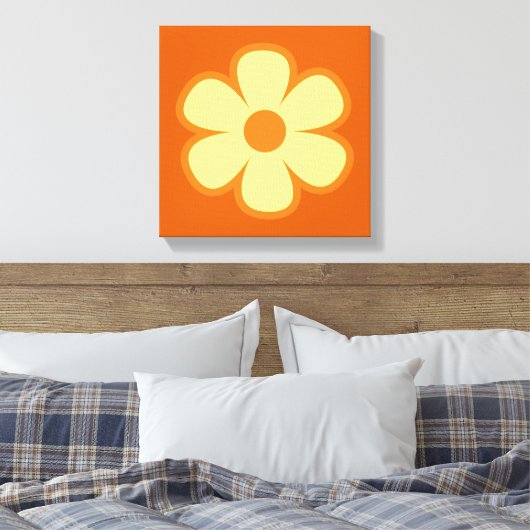 Fun Funky 60s 70s Retro Flower Canvas Afdruk (Insitu (Slaapkamer))