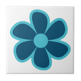 Fun Funky 60s 70s Retro Flower Ceramic Tile Tegeltje