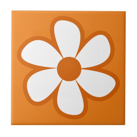 Fun Funky 60s 70s Retro Flower Ceramic Tile Tegeltje (Voorkant)