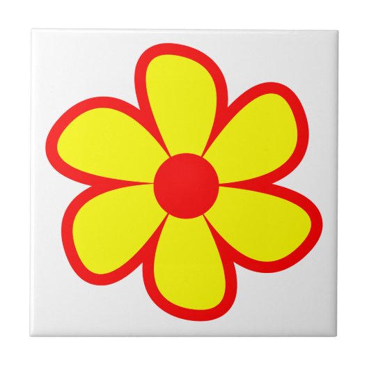 Fun Funky 60s 70s Retro Flower Ceramic Tile Tegeltje (Voorkant)
