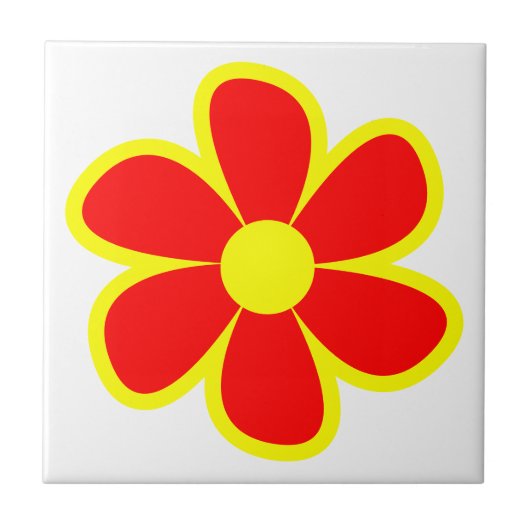 Fun Funky 60s 70s Retro Flower Ceramic Tile Tegeltje (Voorkant)
