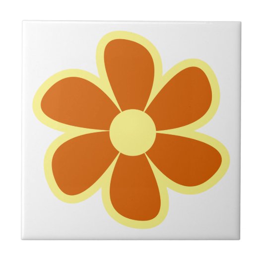 Fun Funky 60s 70s Retro Flower Ceramic Tile Tegeltje (Voorkant)