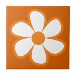 Fun Funky 60s 70s Retro Flower Ceramic Tile Tegeltje