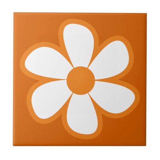 Fun Funky 60s 70s Retro Flower Ceramic Tile Tegeltje (Voorkant)