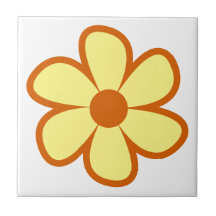 Fun Funky 60s 70s Retro Flower Ceramic Tile
