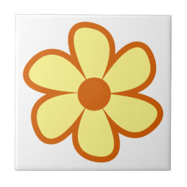 Fun Funky 60s 70s Retro Flower Ceramic Tile Tegeltje
