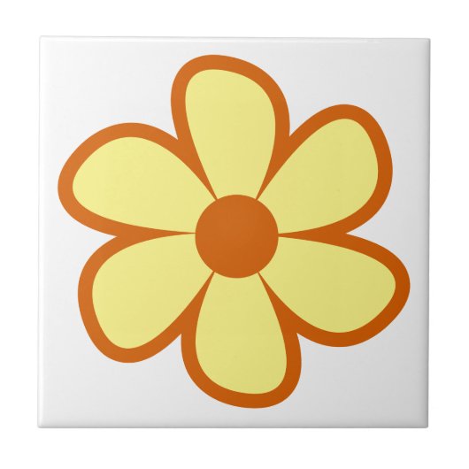 Fun Funky 60s 70s Retro Flower Ceramic Tile Tegeltje (Voorkant)