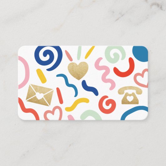 Fun & Funky Abstract Patroon Icon Wit & Zwart Visitekaartje (Voorkant)