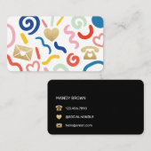 Fun & Funky Abstract Patroon Icon Wit & Zwart Visitekaartje (Voorkant / Achterkant)
