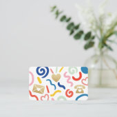 Fun & Funky Abstract Patroon Icon Wit & Zwart Visitekaartje (Staand voorkant)