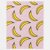 Fun Funky Big Banana Pink Polka Dot Print Fleece Deken (Voorkant)