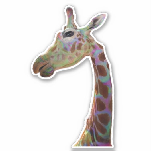 Fun funky colorful funky giraffe sticker (Voorkant)