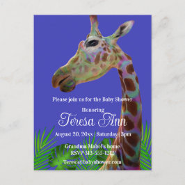 Fun funky Colorful Giraffe baby shower Invitation Briefkaart