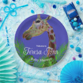 Fun funky Colorful Giraffe Baby shower Papieren Bordje (Feest)