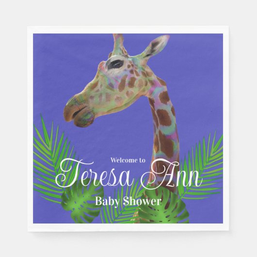 Fun funky Colorful Giraffe Baby shower Pla Servet (Voorkant)