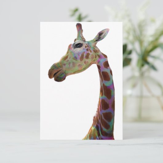 Fun funky colorful Giraffe Bedankkaart (Staand voorkant)