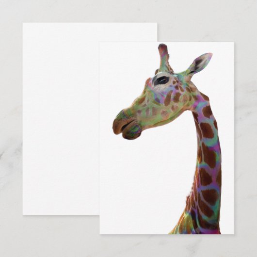Fun funky colorful Giraffe Bedankkaart (Voorkant / Achterkant)