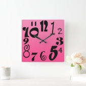 Fun funky-getallen - schokkende roze gradiënt vierkante klok (Huis)