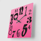Fun funky-getallen - schokkende roze gradiënt vierkante klok (Hoek)